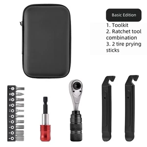 Multifunctional Outdoor Emergency Bike Tool Kit Mountain & Road Bike Maintenance Includes Ratchet Socket Wrench Tire Pry Bar