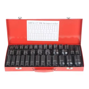 Oem 35pcs/set Chrome 1/2 Wrench Set Customizable Logo Industrial-grade Pneumatic Sleeves Air Sleeves Sets