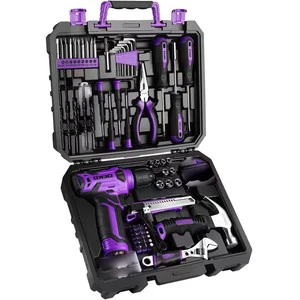119 Sets of Electric Tool Kits, Including 8V Cordless Drill/screwdriver, Hammer, Wrench, Screwdriver Integrated Manual Tool Kit