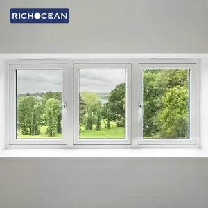 RICHOCEAN USA Hurricane Proof Triple Glazed Tempered Glass Casement Window House Exterior windows with Screen