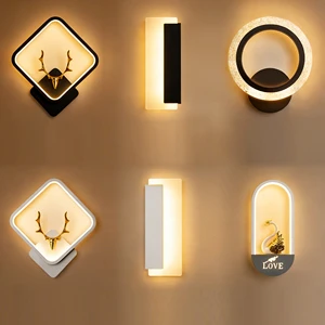 Decorative Sconce Bracket Light Creative Corridor Mural Night Fixture LED Acrylic Wall Lamp Modern Bedroom Bedside Indoor Metal