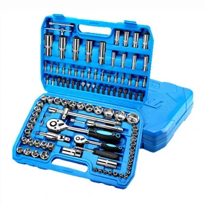 Auto Repair Steel Hand Tool Kit Combination Set Socket Wrench Ratchet Tool Box Plastic Case