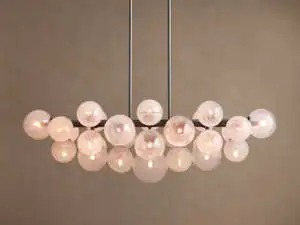 Contemporary Long Linear Bubble Glass Globe Pendant Chandelier for Long Corridors Open Villa Atriums