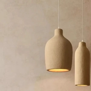 Artistic Interior Decor Hanging Lamp Unpolished Textured Shade Pendant Light for Tea House