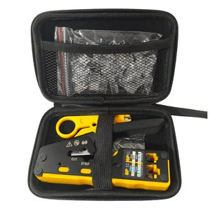 Pass Through RJ45 Plug Mini Stripping Tool Portable Ethernet Network Hardware Manual Crimper Tool Kit