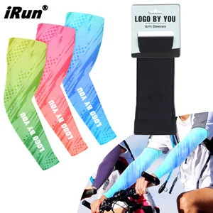 IRun Custom Colorful Pattern Elastic Cooling Sun Protection Compression Sports Arm Sleeves Sets for Outdoor Activities