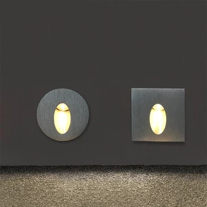 LED Recessed Step Light, Aluminum Embedded Corner Lamp, Square & Round In-wall Footlight for Stairway and Corner Lighting
