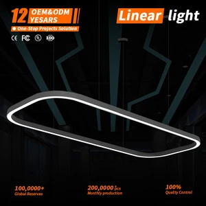 Black Rounded-Edge Aluminum Suspension LED Linear Light 1200mm Supermarket and Office Projects LED Linear Light
