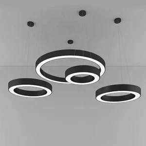 Custom Suspended Circular Ring Light Fixture Circle LED Aluminum Profile 6063 T5 Anodized White PC Diffuser Curve Lighting