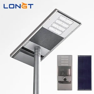 LONGT All One Solar LED Street Light 30W/40W/60W IP65 ROHS Certified Aluminum Motion Sensor Road 3-Year Warranty 6000K Daylight