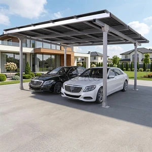 European Warehouse Residential Aluminum Solar Panel Carport For Double Vehicle Parking And Clean Energy Production