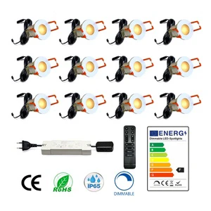 Mini 3w LED Doenlight Lights 12PCS Sets for Outdoor Carport and Decorative Recessed Dimmable with 5m cable