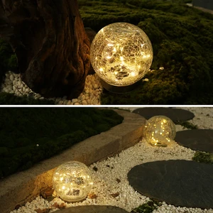 NHWS New Product Different Sizes Solar Lawn Light Outdoor Waterproof IP44 Polycrystalline Solar Panel Round Glass Garden Light