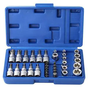 34 Pieces E-Type Sleeve Combination Tool Plum Blossom Sleeve Head Large, Medium and Small Flying Flower Type Inner Six Flowers