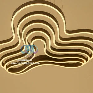 Customizable Artistic Wavy LED Cloud Chandelier Abstract Ceiling Light Easy Hanging Adjustable Height for Hotel Rooms for UAE