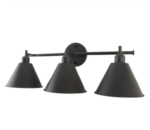 For CUL Certified Custom Hotel Black Iron LED Modern Wall Lamp E26 Base Bath Vanity Cone Shade Bathroom Corridor Hallway WL03