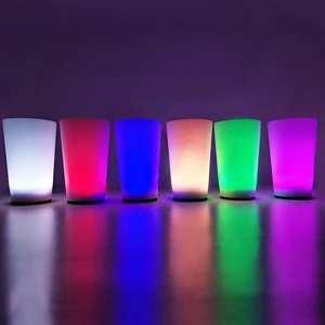 12oz, 14oz Liquid Activated Led Glow Lighted Cup in the Dark Plastic Blinking Drink Beer Mugs for Bar Nightclub Party Supplies