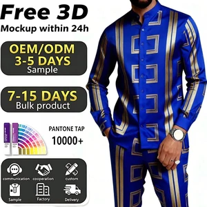 Fashionable Slim-fit Long-sleeved Set Digital Print Outdoor Sports Custom-Made Men's Holiday Casual Street Style Stand Up Collar