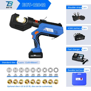 BETE ECT-12042 12T Battery Hydraulic Cable Crimper OLED Display 400mm2 Cu 42mm Stroke 360° Auto Release Press Tool