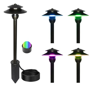 DC24V Low Voltage 3W Brass Path Light RGBW Color Changing for Classic Landscape Courtyard