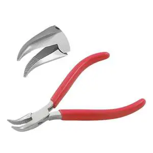 115mm Bent Chain Nose Plier Serrated Jaws Spring PVC Handles for Crimping Fishing Micro Line Jewelry Making OEM Customizable