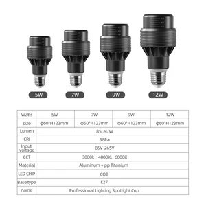Hot Sellers 5W 7W 9W 12W Led Halogen Lamp Cup Aluminium COB E27 Bulbs Lamp Cup