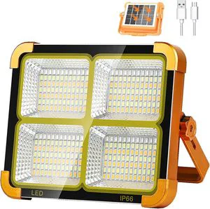 Solar Powered Portable LED Flood Light USB Battery Outdoor Rechargeable Portable Camping Lamp Emergency LED Work Solar Lights