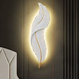 Feather-Shaped LED Wall Light New Minimalist Design with Iron Copper Body for Home Decor-Bedroom Living Room Stair Application