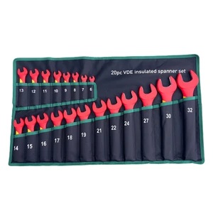 Professional 1000V VDE Certified Carbon Steel Insulated Wrench Set 20PCS Spanner 6-32mm Electrical Repair Tools for Workshop