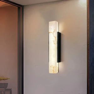 High-End Marble Indoor/Outdoor LED Wall Lamp Waterproof Solar-Powered Lighting Fixture for Bedroom Corridor Bedside Decor