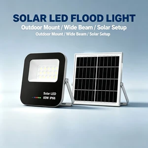Factory Wholesale Solar Split Flood Lights IP65 Waterproof LED 60W Portable Rechargeable Remote Control Residential