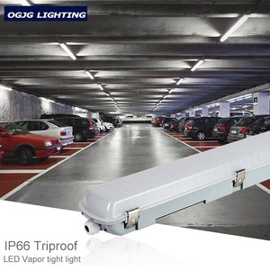 ETL DLC 0-10V Dimming Triproof Light 40w 60w 80w PC Housing 2ft 4ft 5ft Garage IP66 LED vapor Tight Fixtures