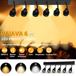 Redsun 6*10W LED Pinspot Light Zoom Angle Adjustable for Stage Showroom Restaurant Museum Exhibition Theater Studio Club DMX512