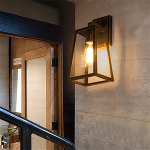 Retro Industrial LED Outdoor Wall Lamp Square Aluminum Long Strip Corridor Hallway Villa Terrace Balcony Home Garden