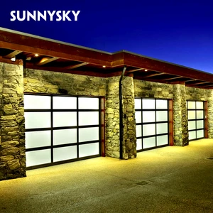 Modern 12x10 9x7 Aluminium Garage Door Magnet Decor Black Steel Rolling Sectional Fermeture Porte For Homes