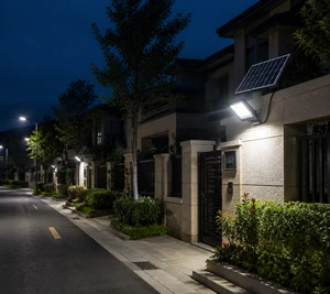 Auto Day Night Solar Flood Light With Power Indicator Remote Control Aluminum Housing for Rural Road Yard Engineering