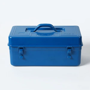 Metal Tool Box With a Galvanized Steel Exterior, Portable Carry Case for Camping, Multi Tiered Household Hardware Storage Box.