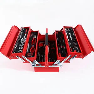 18'' Portable Double Handle Tool Box 5 Trays 90 Pcs CR-V Tool Sets SPCC Material for Repair Workshop Juego De Herramientas