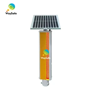 GPS Wireless Synchronized Anti Fog Light High Speed Flashing Traffic Contour Solar Edge Warning Post IP66 Protection