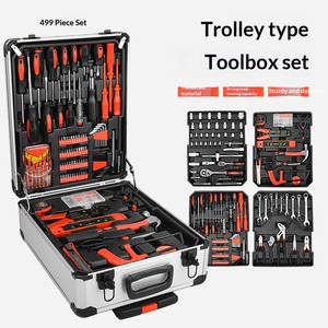 499PCS Heavy Duty Rolling Tool Box Aluminum Alloy Trolley Tool Case Auto Repair Mechanic Hand Tool Kit For Garage Workshop