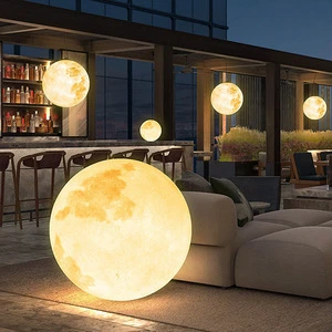Solar-Powered LED Moon Lamp Outdoor Waterproof Atmosphere-Enhancing Ball Garden Lawn Lighting Wholesale