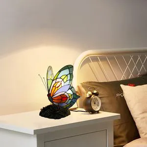 Beautiful Butterfly Lamp Tiffany Style Stained Glass Table Lamp Vintage Table Lamp Night Light, For Home Room Decor, Gift