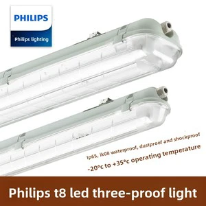 PHILIPS Three-Proof T8 LED Waterproof Dustproof Moisture-Resistant Linear Fixture for Single/Dual Tubes Warranty WT069C