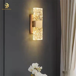 Light Luxury Gold Glass LED Wall Lamp Simple Design for Bedroom Bedside or Living Room