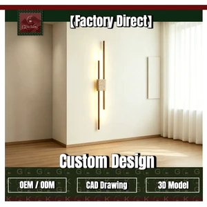 GOLDKING Bedroom Staircase Wall Beige Travertine Square Core Brass Rod Linear LED Sconce OEM ODM Factory Direct