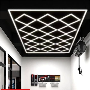 Garage Gym Ceiling Lights AC110V AC220V 792W Rhombic Grid Hexagon Detailing Workshop LED Lights Dimmable IP55