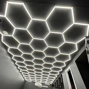 Factory Sell Hexagonal Grid Garage Lamp Led Morden Ceiling for Auto Detailing Shop Garage Lights Led Working Garage Lights