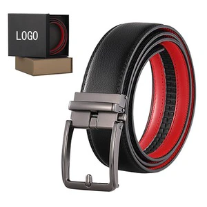 Designer Ratchet Belt No Hole Custom Logo Double-sided Color Automatic Buckle Belt For Men Genuine Leather Belt