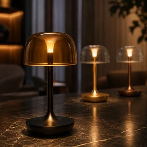 Premium Gold Bronze Black Mushroom Dome LED Lamp for Hotel Restaurant Cafe Bar Bedroom Decorative Table Lamp