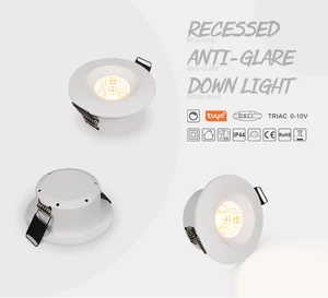 Low Profile Dimming Recessed Spotlight 3000K IP44 58mm Cutout COB LED Downlight